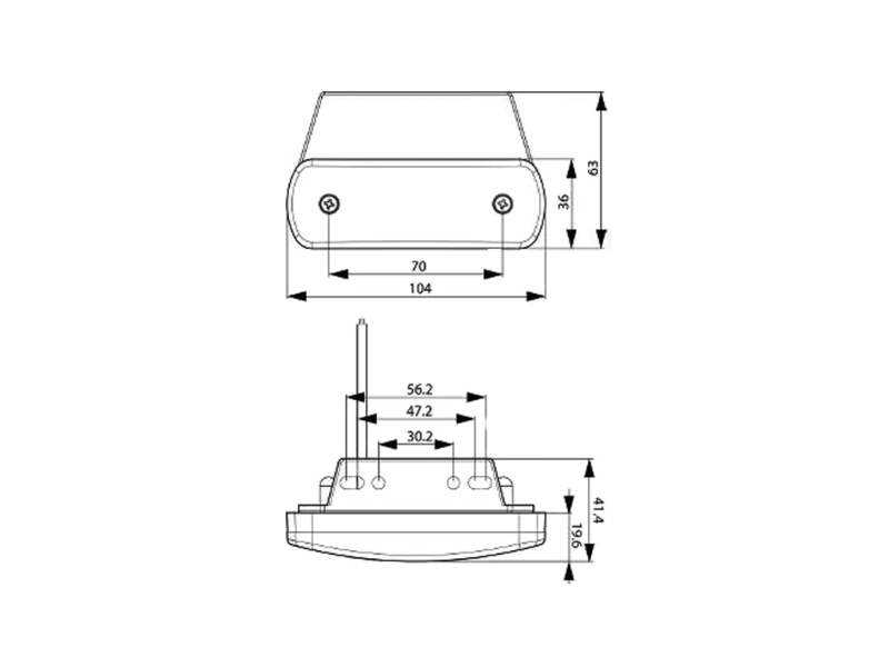 LED Markeringslygte 12V - 0,5m. Ledning - Matronics